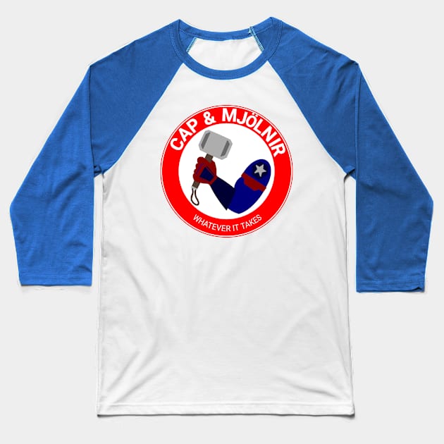 Cap & Mjolnir 2 Baseball T-Shirt by elfspectations